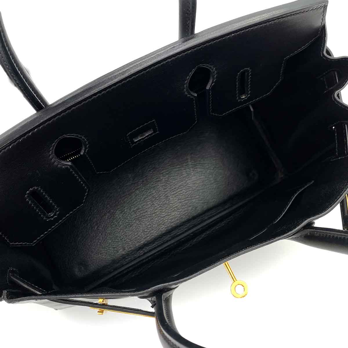 HERMES BIRKIN 30 BLACK BOXCALF HAND BAG □C 90245647