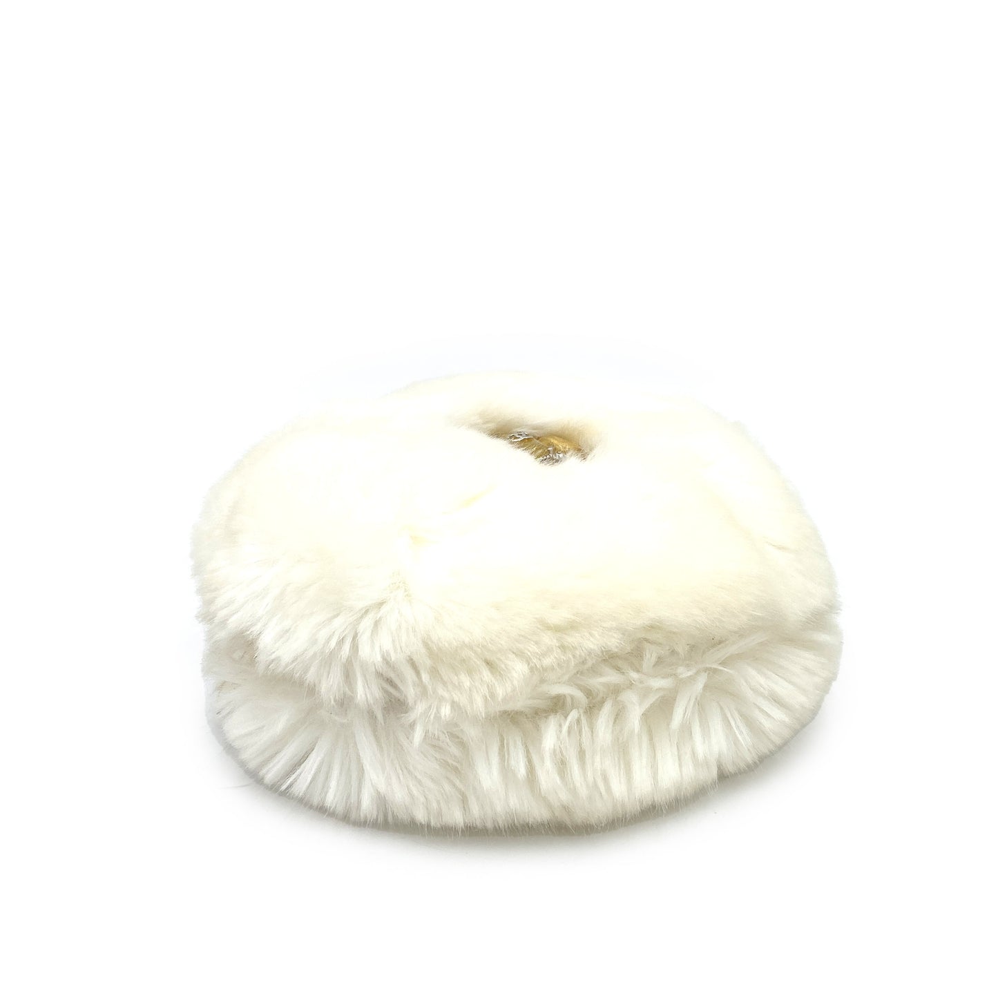 CHANEL VINTAGE ROUND CHAIN SHOULDER BAG WHITE FUR 90245651