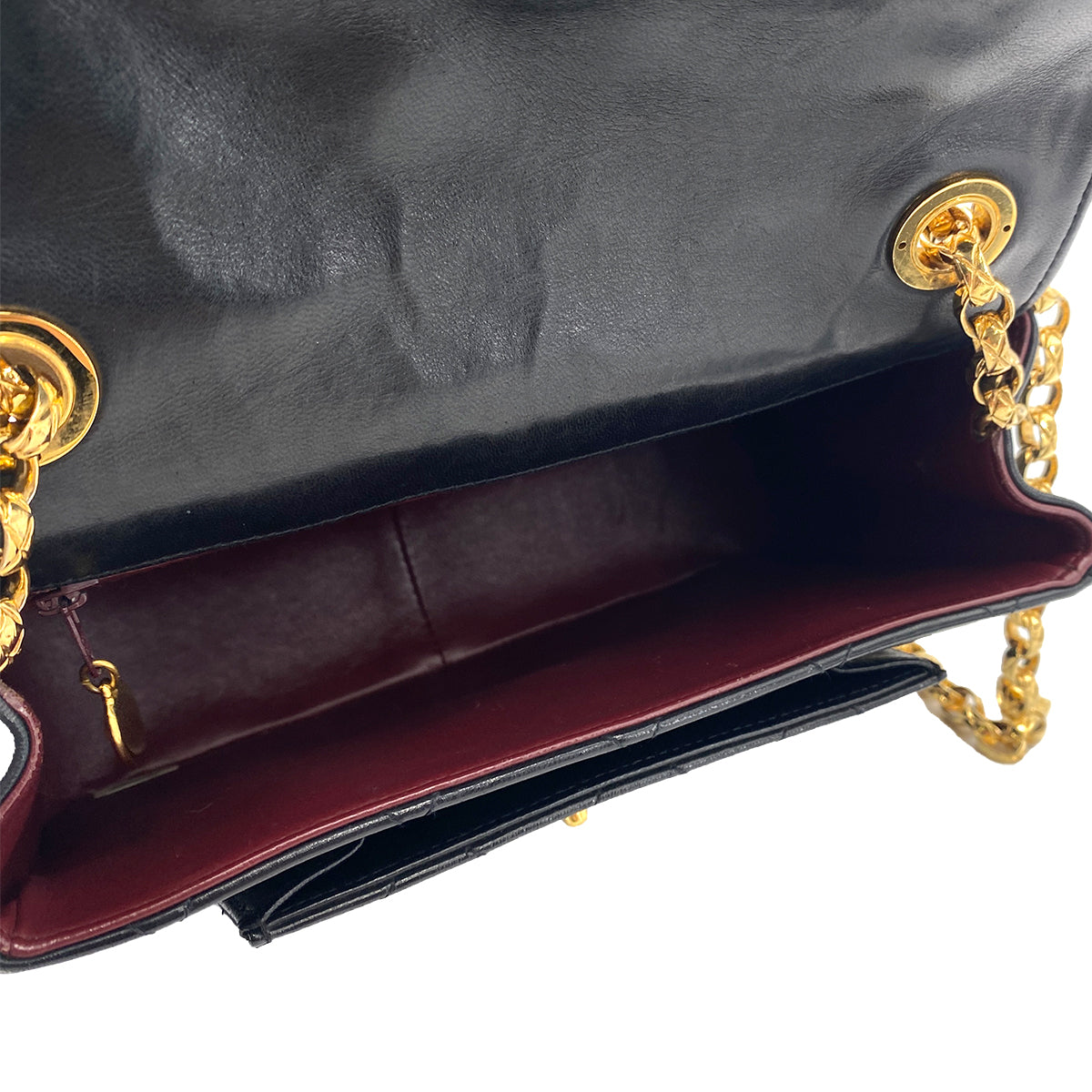CHANEL VINTAGE BIJOU CHAIN SHOULDER BAG BLACK LAMB SKIN 90245658