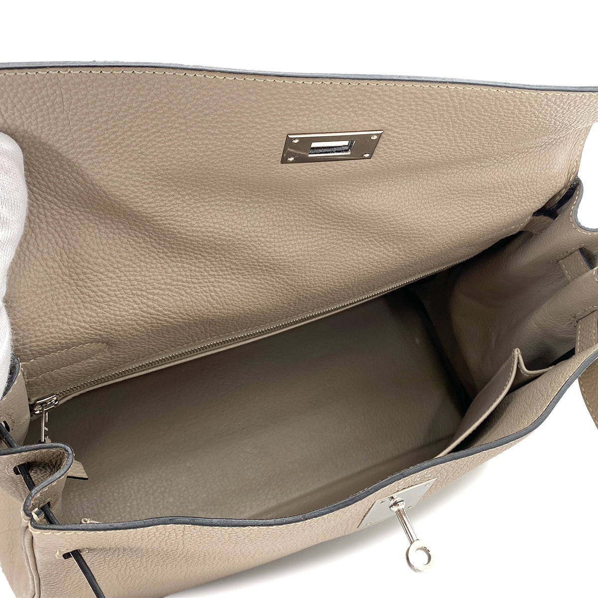 HERMES KELLY 32 RETOURNE GRIS TOURTERELLE TOGO HAND SHOULDER BAG □K SHW 90245661