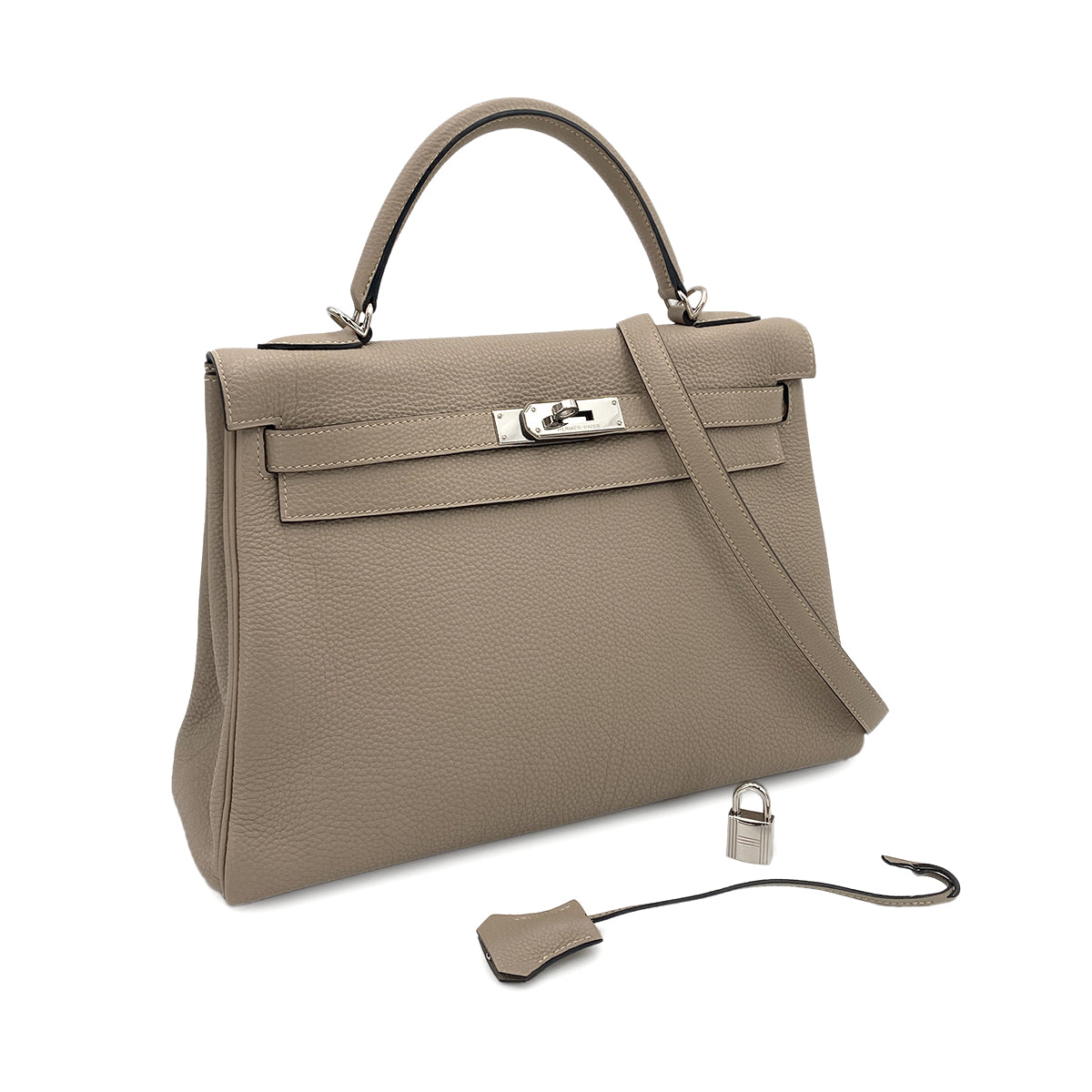 HERMES KELLY 32 RETOURNE GRIS TOURTERELLE TOGO HAND SHOULDER BAG □K SHW 90245661