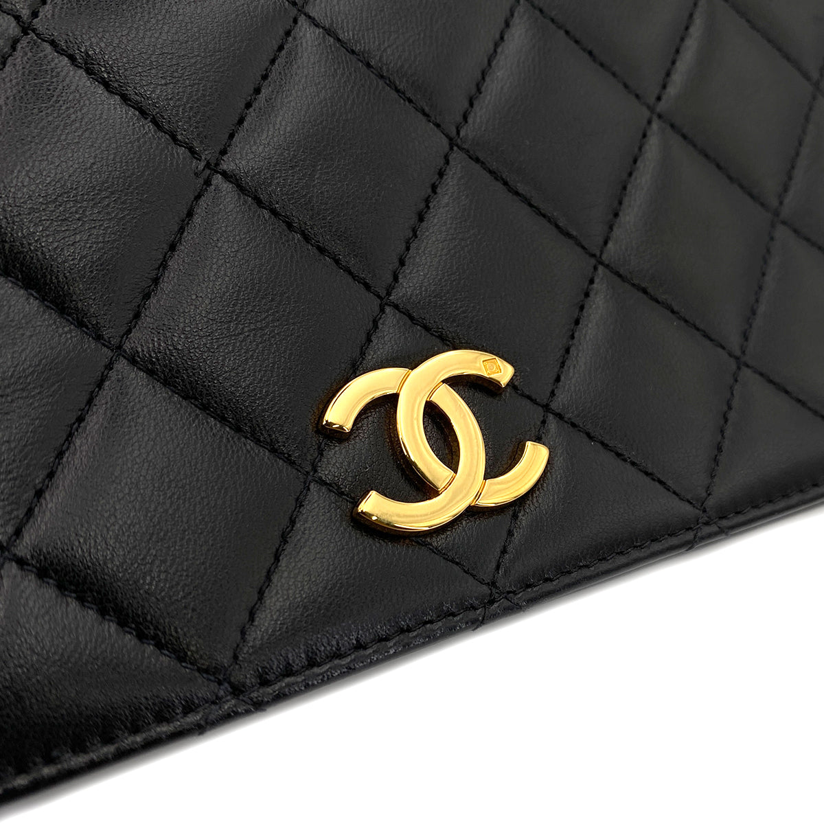 CHANEL VINTAGE FULL FLAP PUSH LOCK CHAIN SHOULDER BAG BLACK LAMB SKIN 90245665