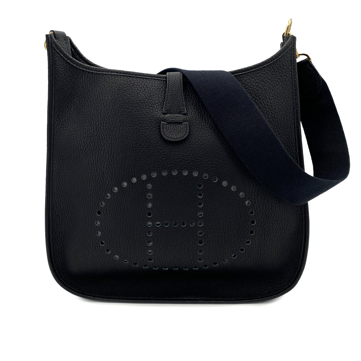 HERMES EVELYNE GM BLACK FJORD SHOULDER BAG □B 90245667