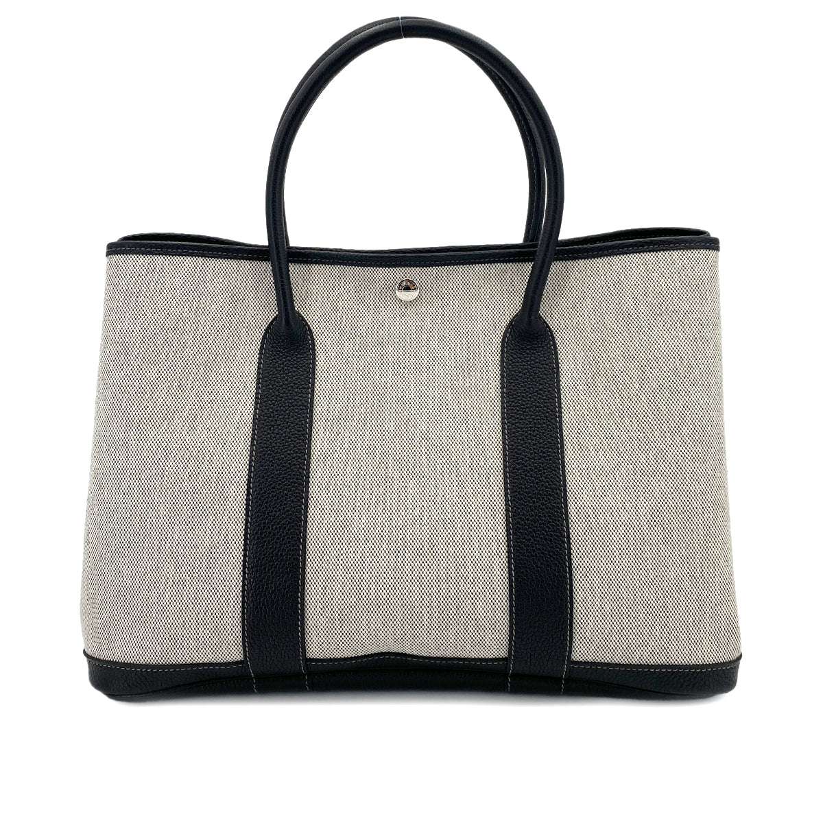 HERMES GARDEN PARTY 36 PM ECRU BLACK TOILE H TOTE BAG □H 90245671