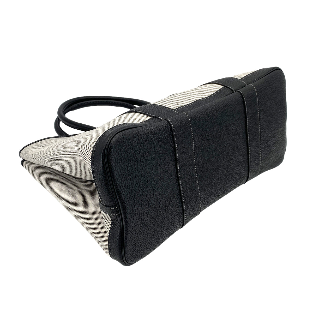 HERMES GARDEN PARTY 36 PM ECRU BLACK TOILE H TOTE BAG □H 90245671