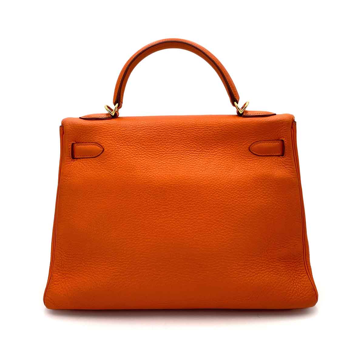 HERMES KELLY 32 RETOURNE ORANGE TAURILLON HAND SHOULDER BAG □G 90245676
