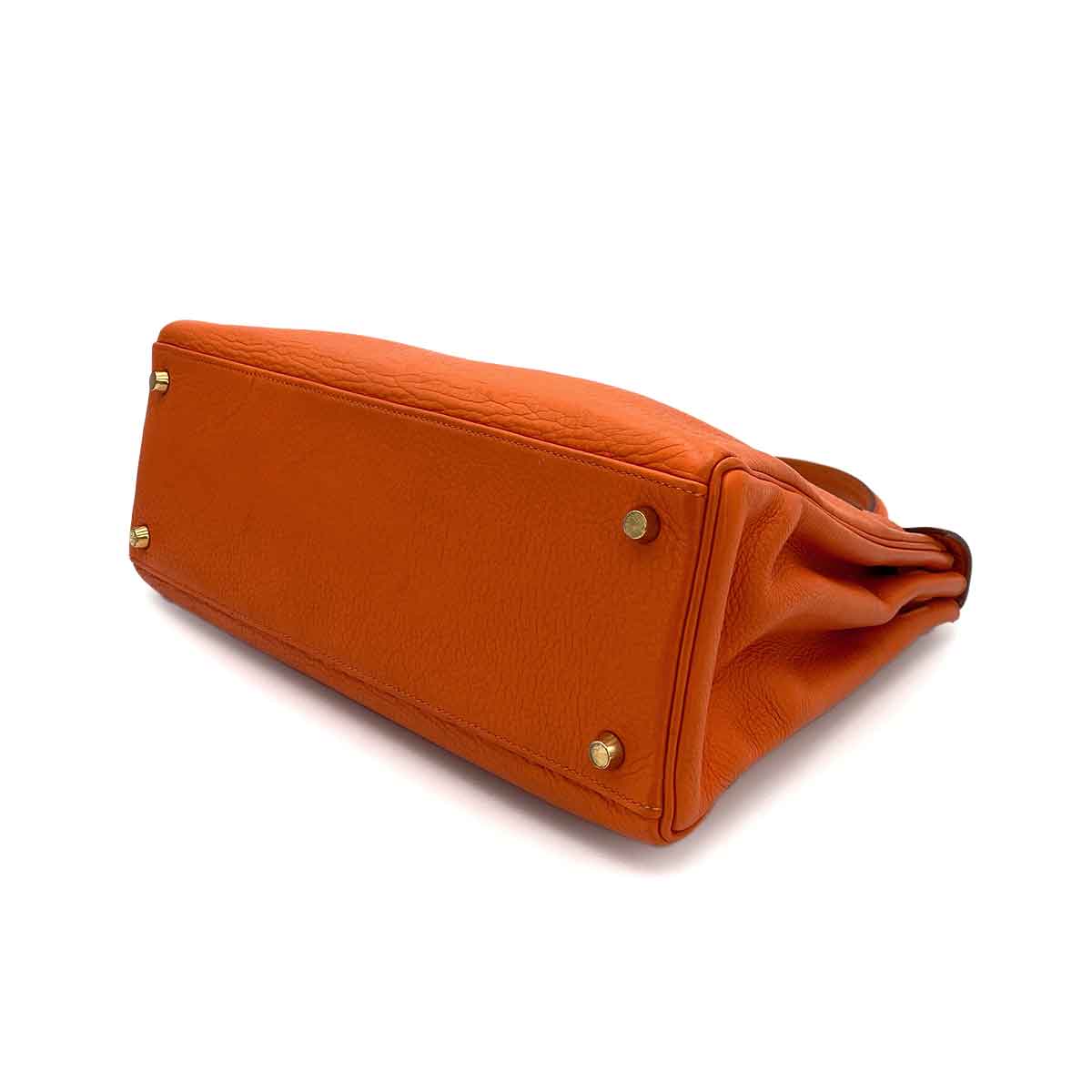 HERMES KELLY 32 RETOURNE ORANGE TAURILLON HAND SHOULDER BAG □G 90245676