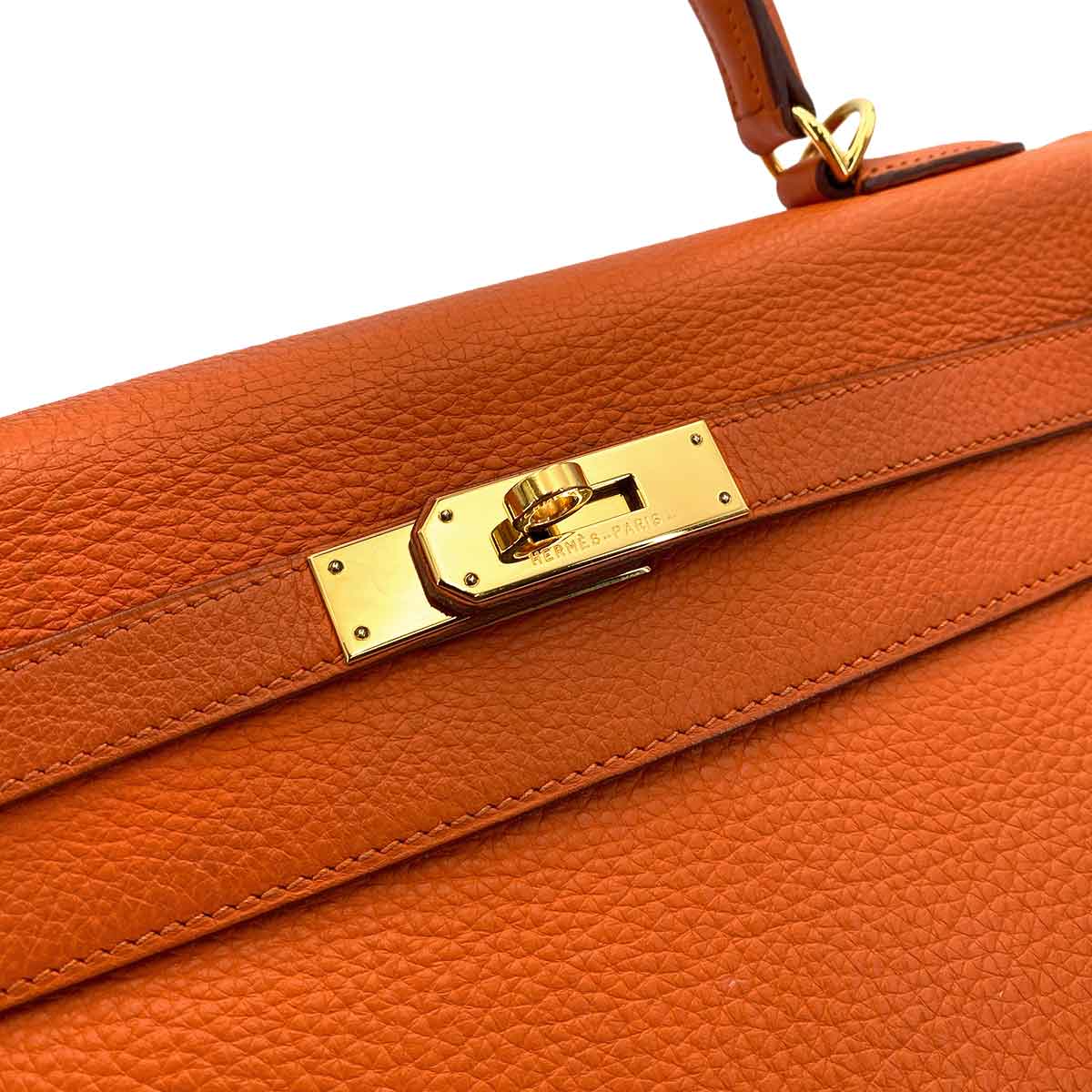 HERMES KELLY 32 RETOURNE ORANGE TAURILLON HAND SHOULDER BAG □G 90245676