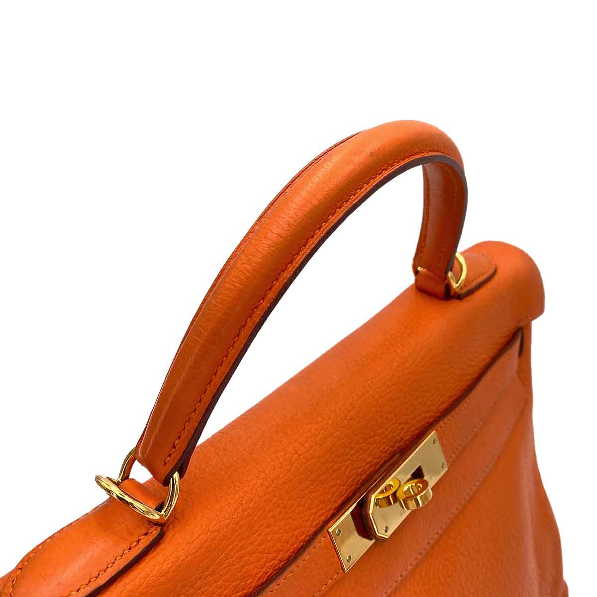 HERMES KELLY 32 RETOURNE ORANGE TAURILLON HAND SHOULDER BAG □G 90245676