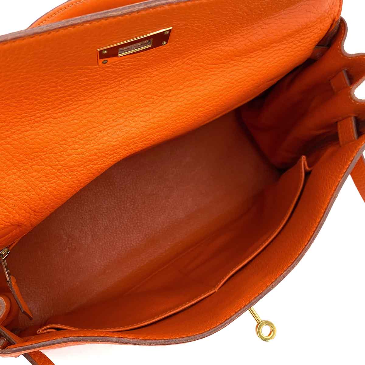 HERMES KELLY 32 RETOURNE ORANGE TAURILLON HAND SHOULDER BAG □G 90245676