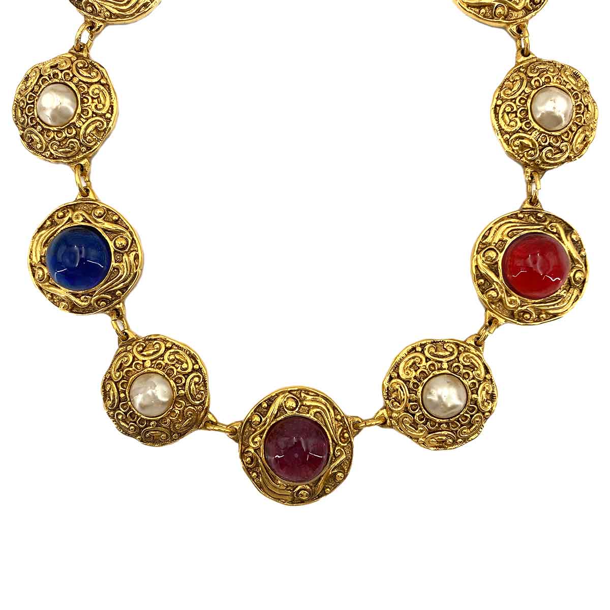 CHANEL VINTAGE NECKLACE GRIBOA ROUND COLORSTONE ACCESSORY 90245681