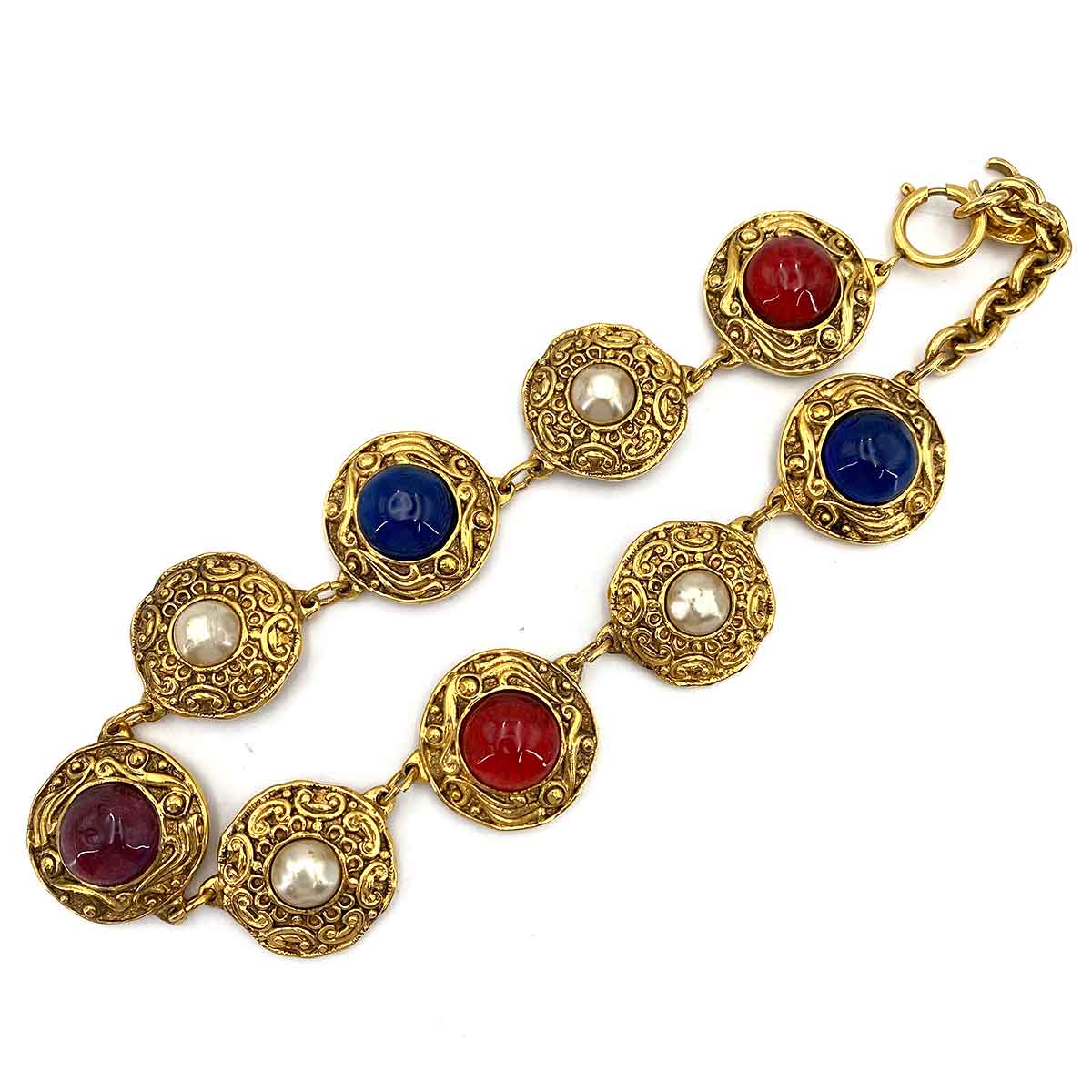 CHANEL VINTAGE NECKLACE GRIBOA ROUND COLORSTONE ACCESSORY 90245681