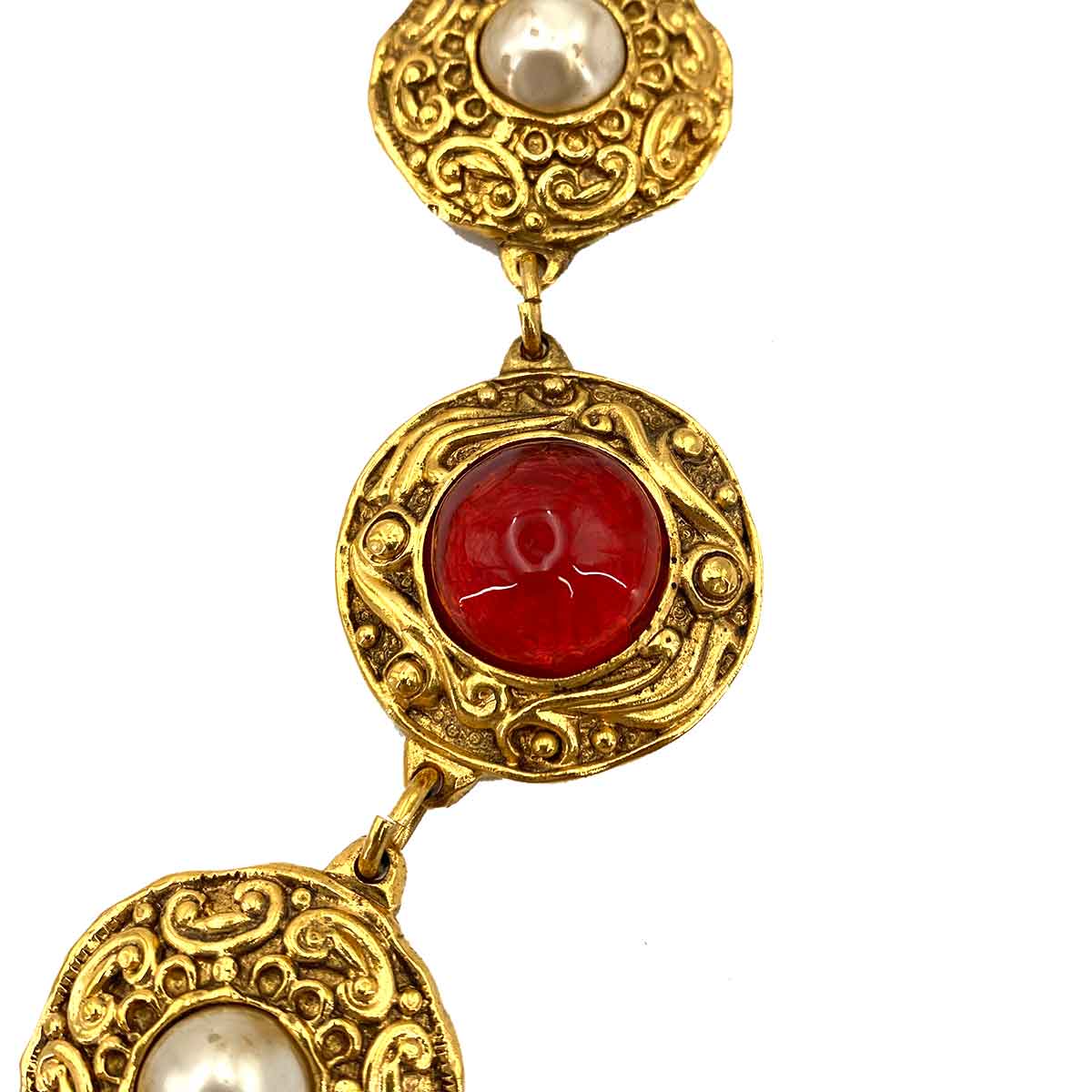 CHANEL VINTAGE NECKLACE GRIBOA ROUND COLORSTONE ACCESSORY 90245681