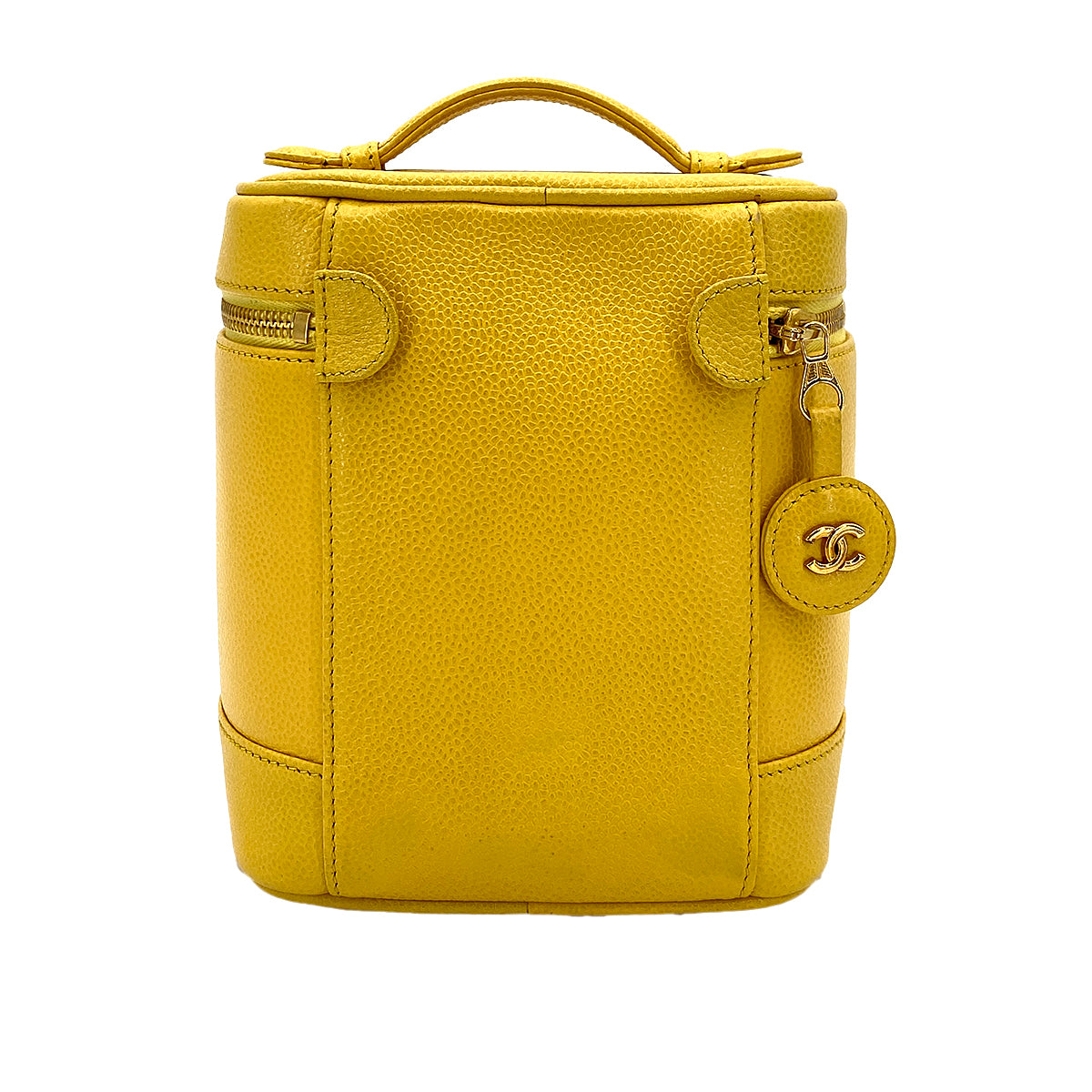CHANEL VINTAGE VANITY HAND BAG YELLOW CAVIAR SKIN 90245785