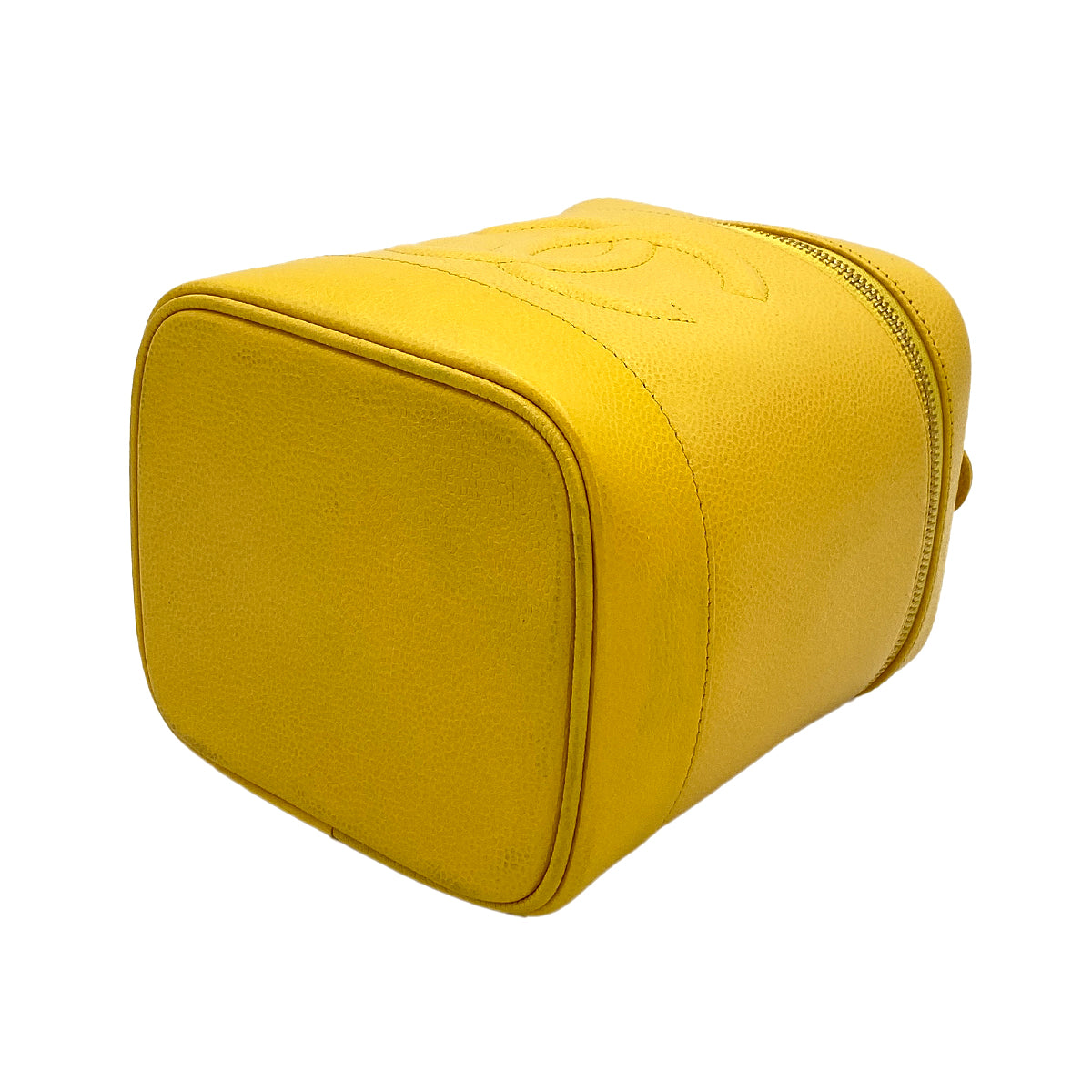 CHANEL VINTAGE VANITY HAND BAG YELLOW CAVIAR SKIN 90245785