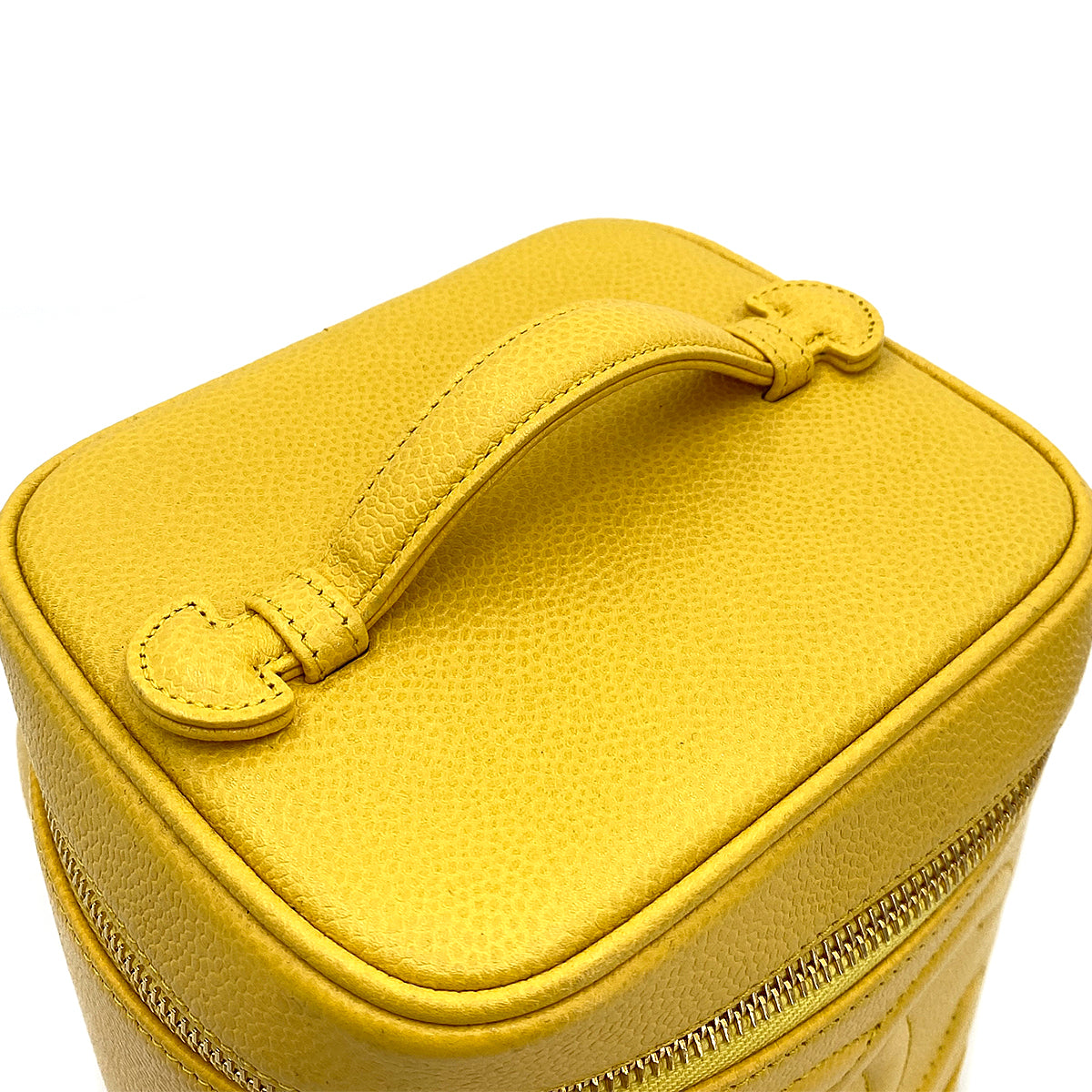 CHANEL VINTAGE VANITY HAND BAG YELLOW CAVIAR SKIN 90245785