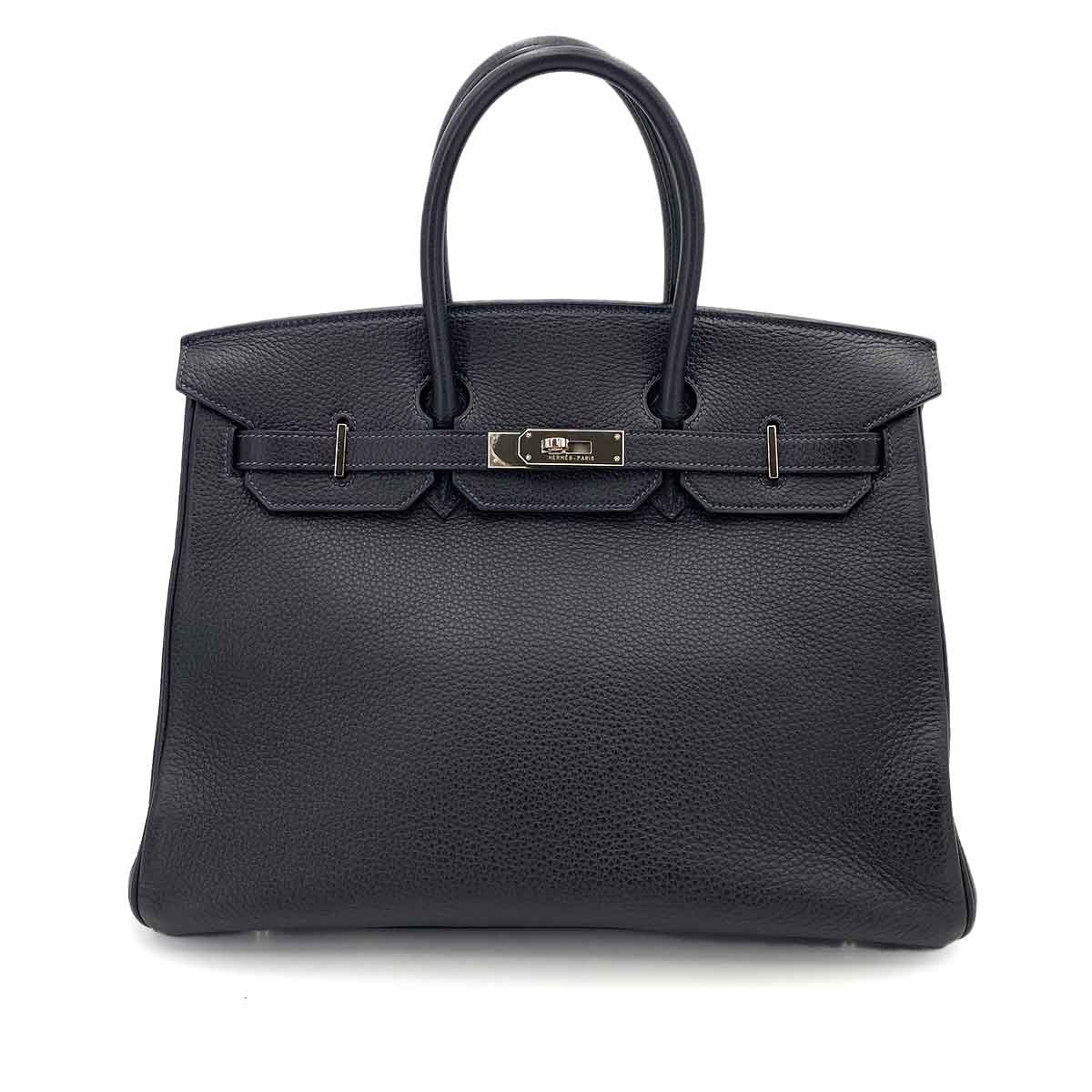 HERMES BIRKIN 35 BLUE INDIGO TAURILLON CLEMENCE HAND BAG □H 90245792