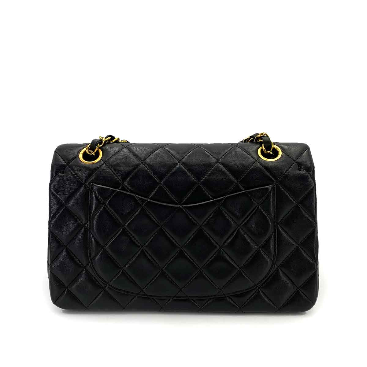 CHANEL VINTAGE CLASSIC FLAP SMALL CHAIN SHOULDER BAG BLACK LAMB SKIN 90245794