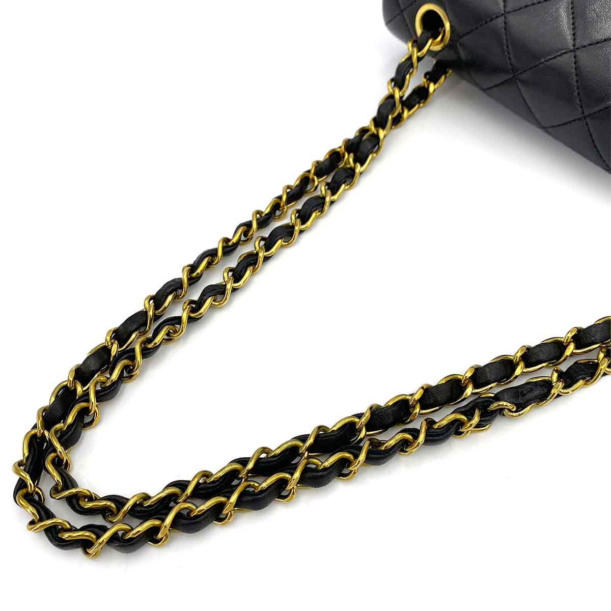 CHANEL VINTAGE CLASSIC FLAP SMALL CHAIN SHOULDER BAG BLACK LAMB SKIN 90245794