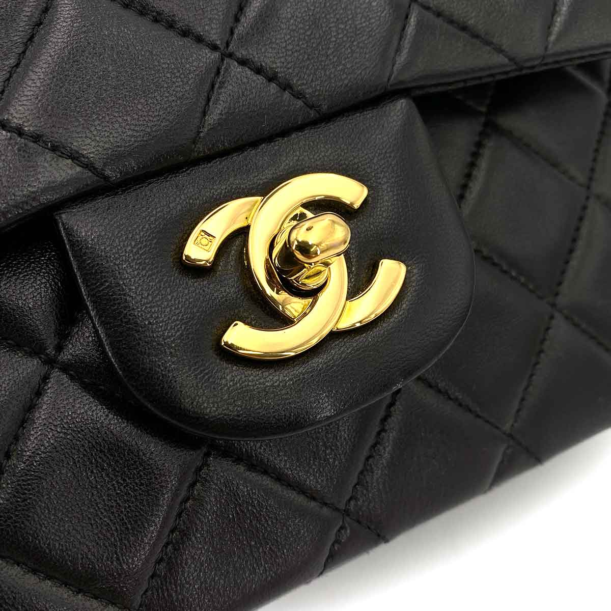 CHANEL VINTAGE CLASSIC FLAP SMALL CHAIN SHOULDER BAG BLACK LAMB SKIN 90245794