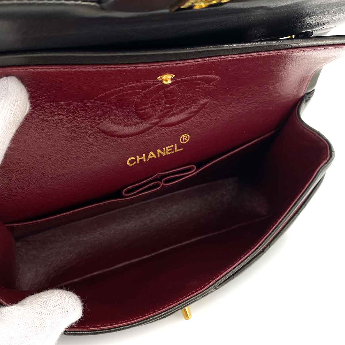 CHANEL VINTAGE CLASSIC FLAP SMALL CHAIN SHOULDER BAG BLACK LAMB SKIN 90245794