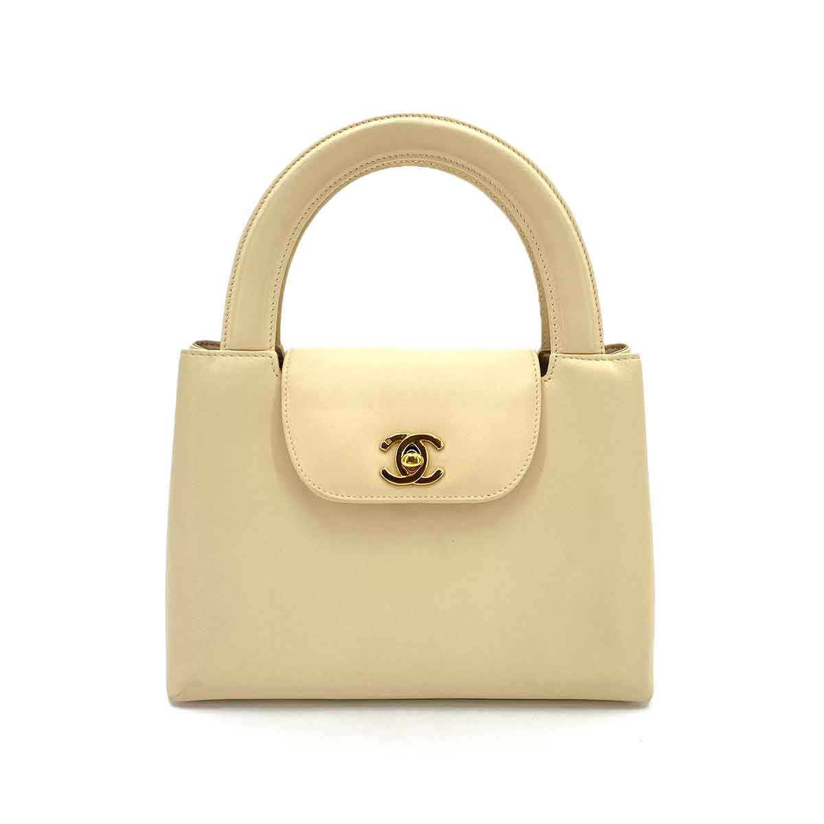 CHANEL VINTAGE COCO HAND BAG BEIGE LAMB SKIN 90245796