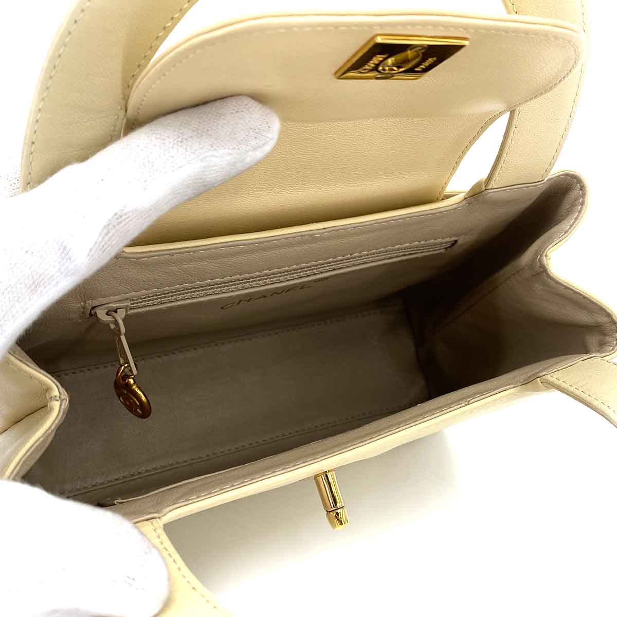 CHANEL VINTAGE COCO HAND BAG BEIGE LAMB SKIN 90245796