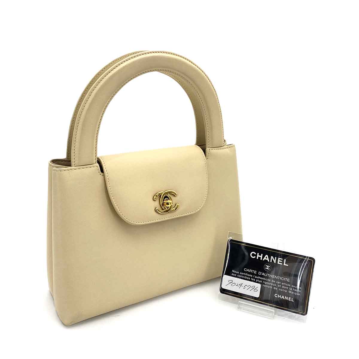 CHANEL VINTAGE COCO HAND BAG BEIGE LAMB SKIN 90245796