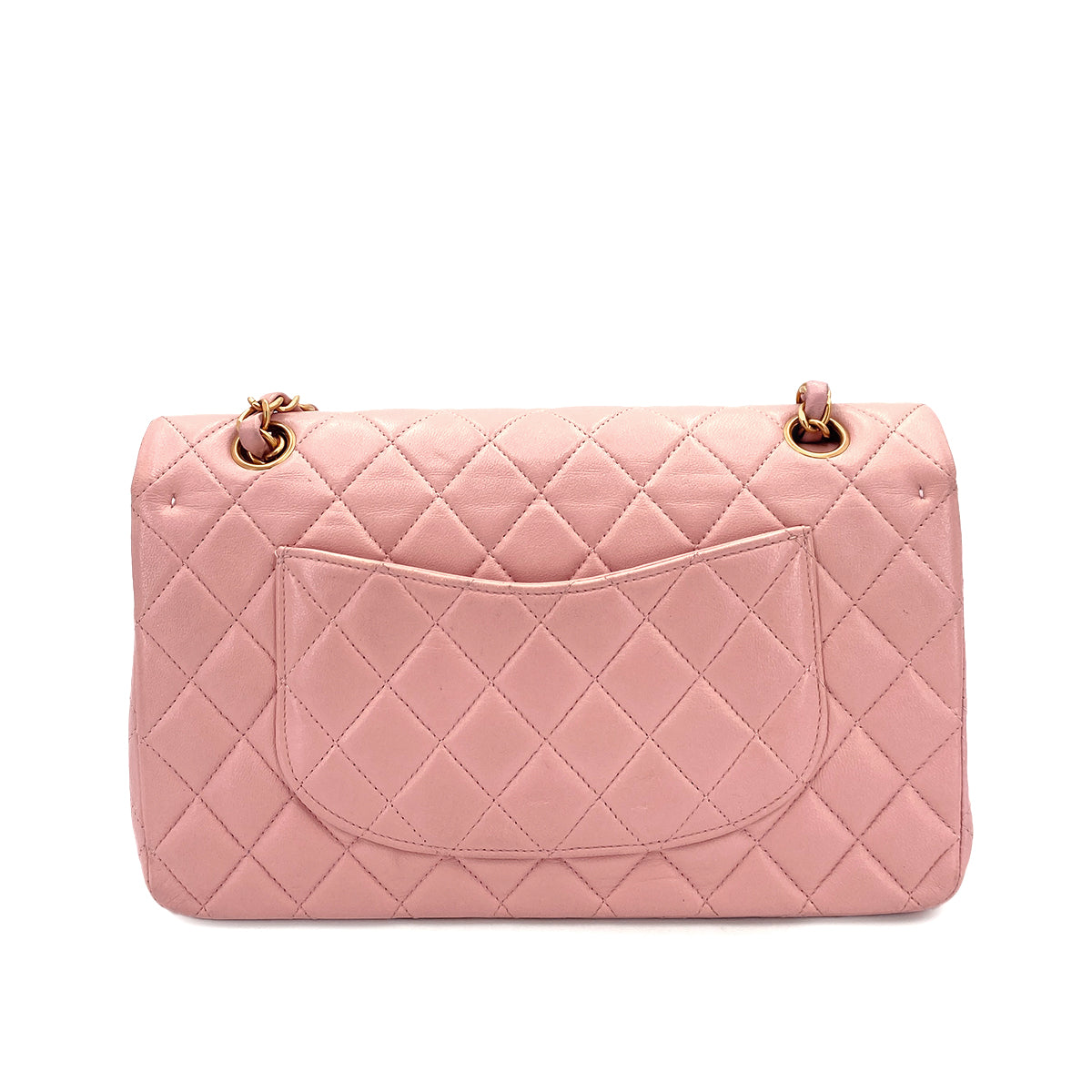 CHANEL VINTAGE CLASSIC FLAP MEDIUM CHAIN SHOULDER BAG PINK LAMB SKIN 90245935