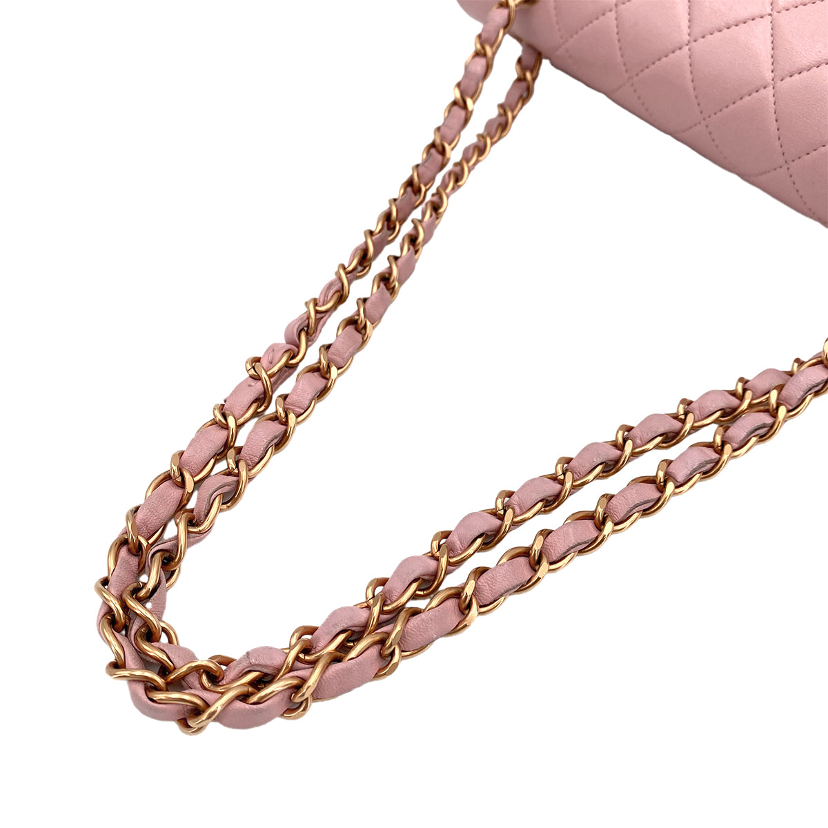 CHANEL VINTAGE CLASSIC FLAP MEDIUM CHAIN SHOULDER BAG PINK LAMB SKIN 90245935