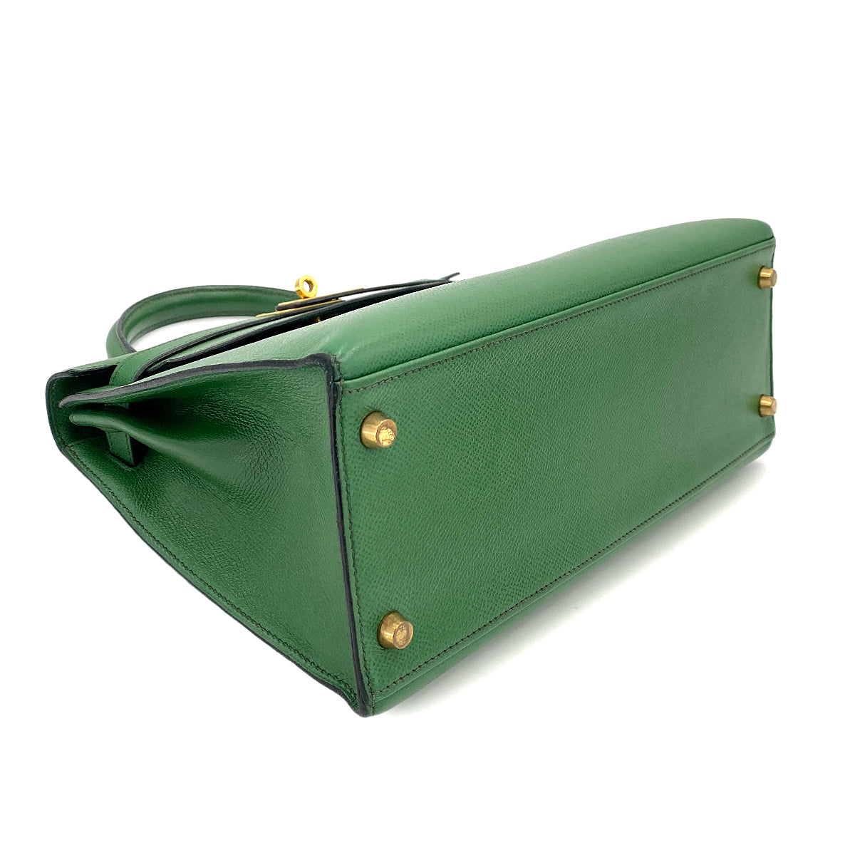 HERMES KELLY 28 SELLIER GREEN TYPE COUCHVEL HAND SHOULDER BAG 〇X 90246310