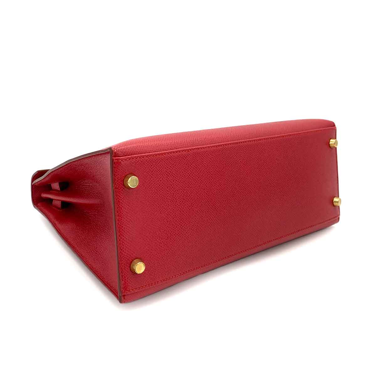 HERMES KELLY 28 SELLIER ROUGE VIF COUCHEVEL HAND BAG 〇Z 90246312