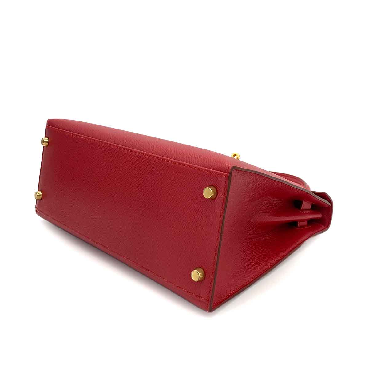 HERMES KELLY 28 SELLIER ROUGE VIF COUCHEVEL HAND BAG 〇Z 90246312