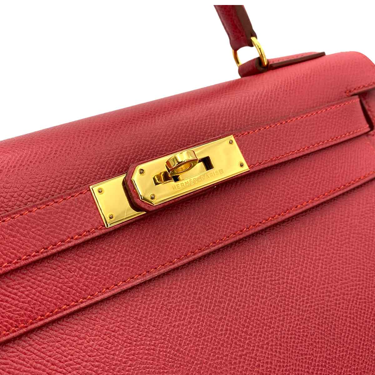 HERMES KELLY 28 SELLIER ROUGE VIF COUCHEVEL HAND BAG 〇Z 90246312