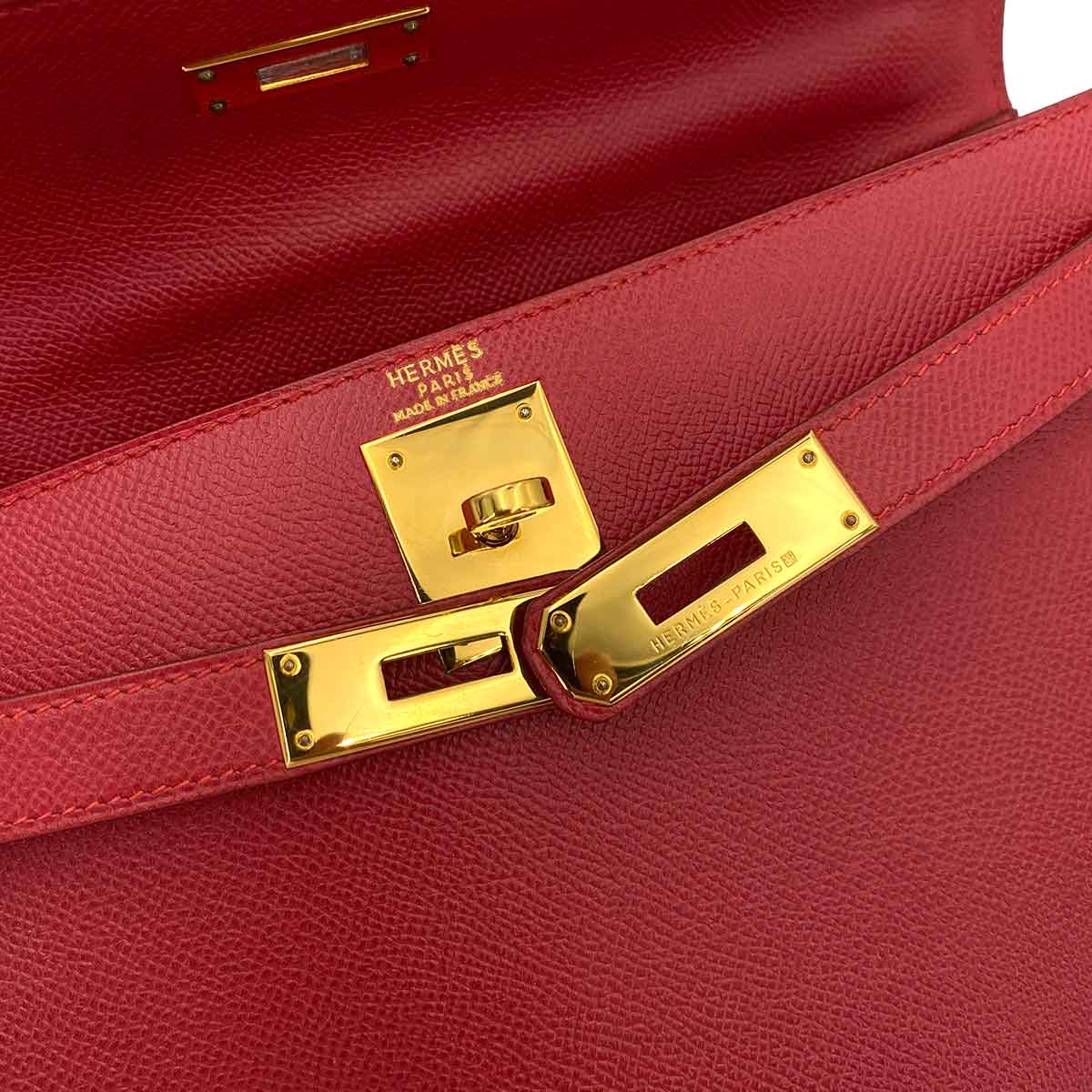 HERMES KELLY 28 SELLIER ROUGE VIF COUCHEVEL HAND BAG 〇Z 90246312