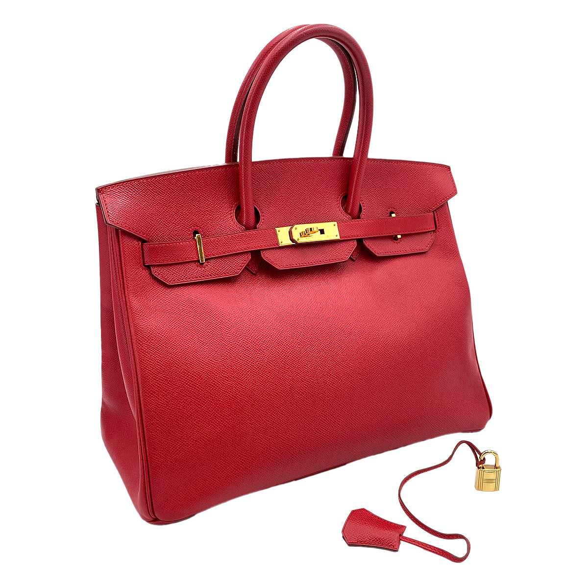 HERMES BIRKIN 35 ROUGE VIF COUCHEVEL HAND BAG 〇Z 90246313
