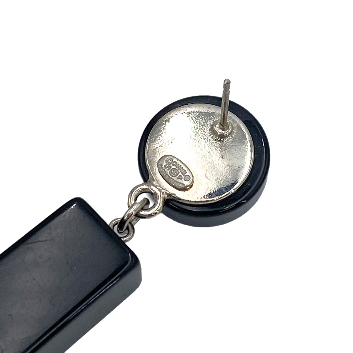 CHANEL VINTAGE EARRINGS COCOMARK BLACK PLASTIC ACCESSORY 01P 90246339