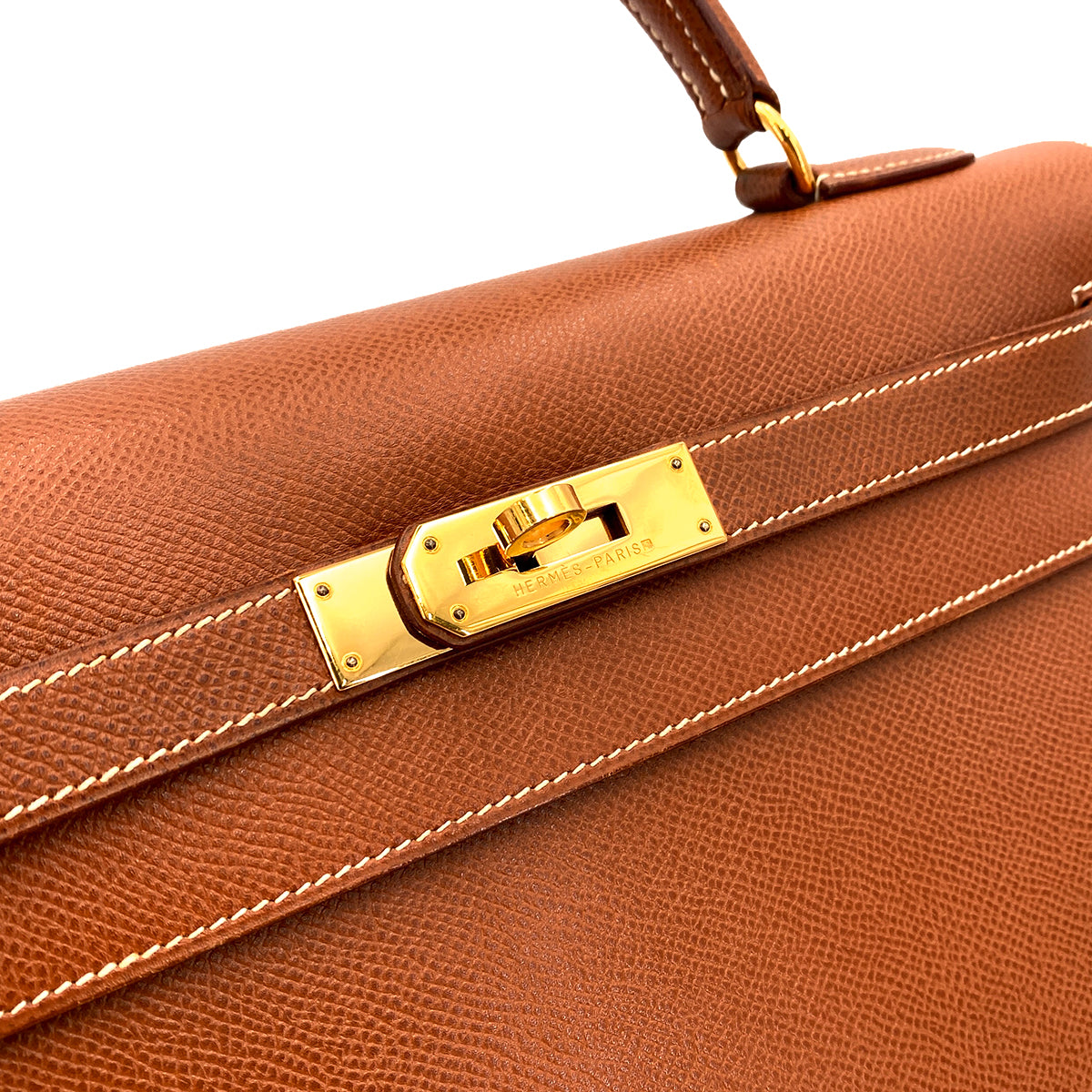 HERMES KELLY 32 SELLIER GOLD COUCHVEL HAND SHOULDER BAG 〇W 90246341