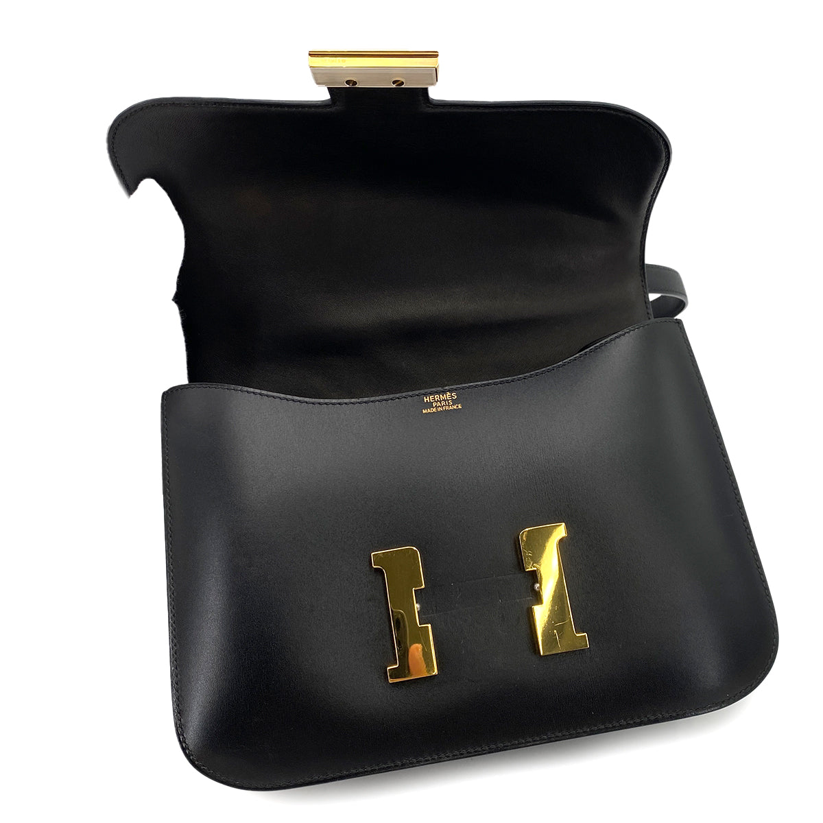 HERMES CONSTANCE 24 BLACK BOXCALF SHOULDER BAG □E 90246343