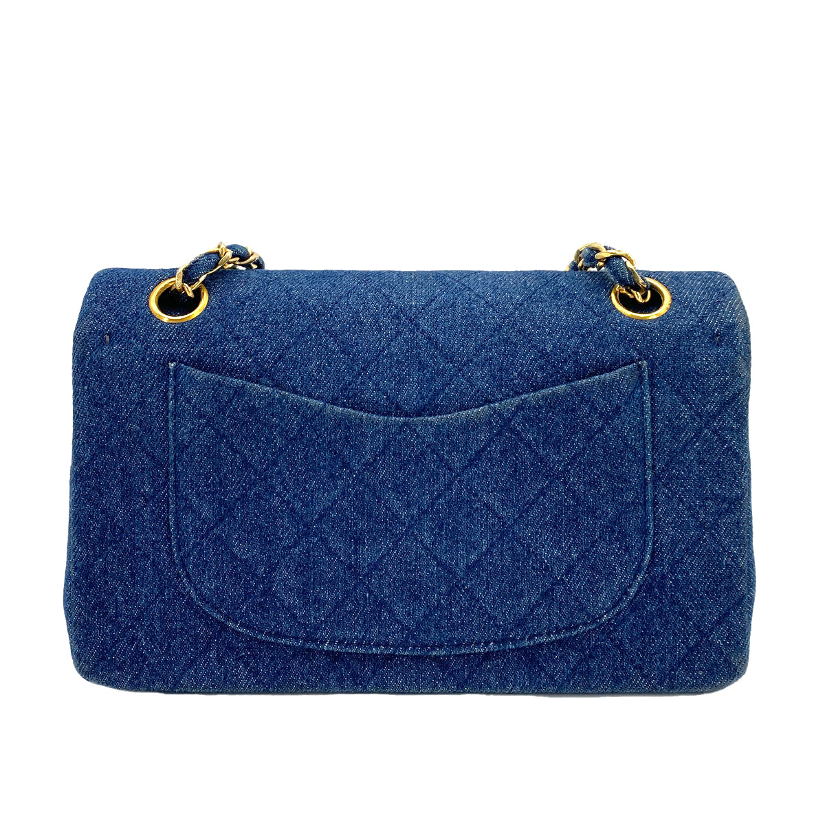 CHANEL VINTAGE CLASSIC FLAP SMALL CHAIN SHOULDER BAG BLUE DENIM 90246350