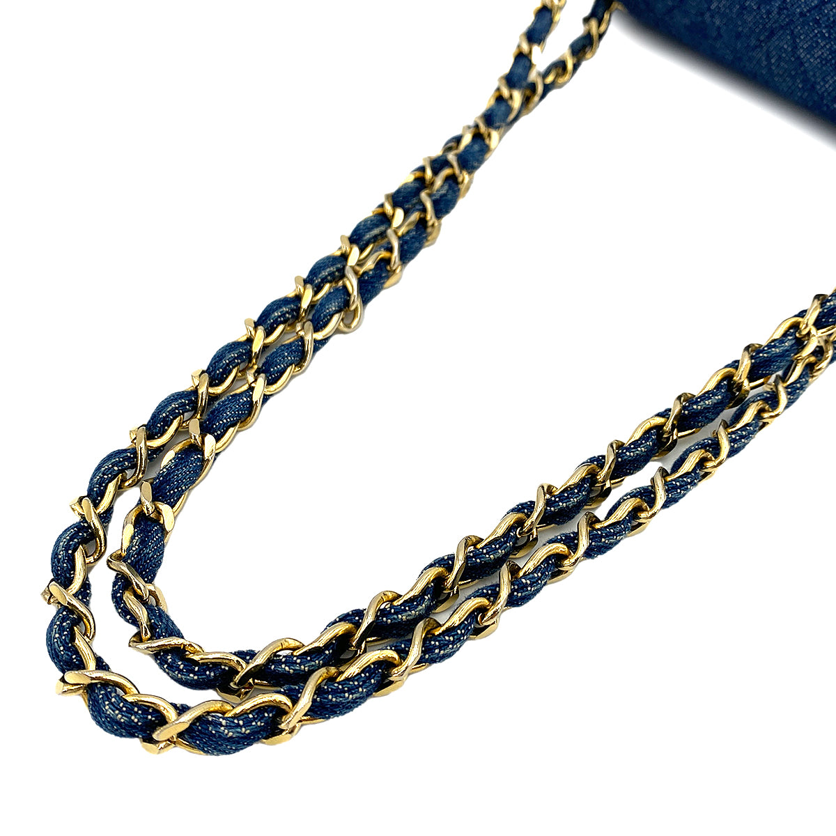 CHANEL VINTAGE CLASSIC FLAP SMALL CHAIN SHOULDER BAG BLUE DENIM 90246350
