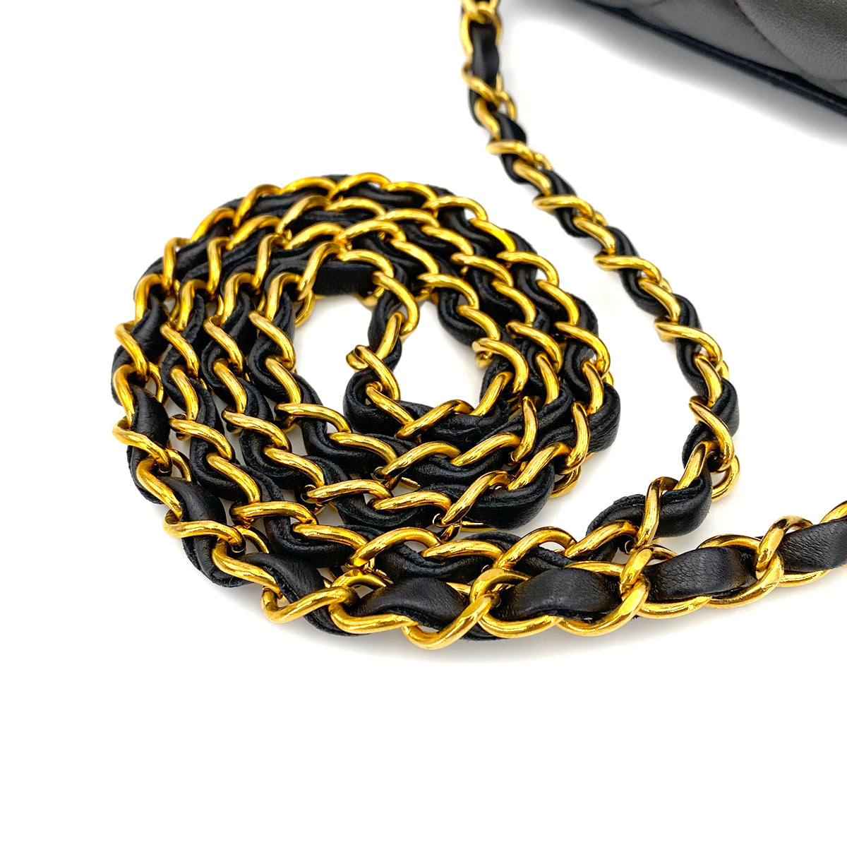 CHANEL VINTAGE MATELASSE CHAIN SHOULDER BAG BLACK LAMB SKIN 90246355