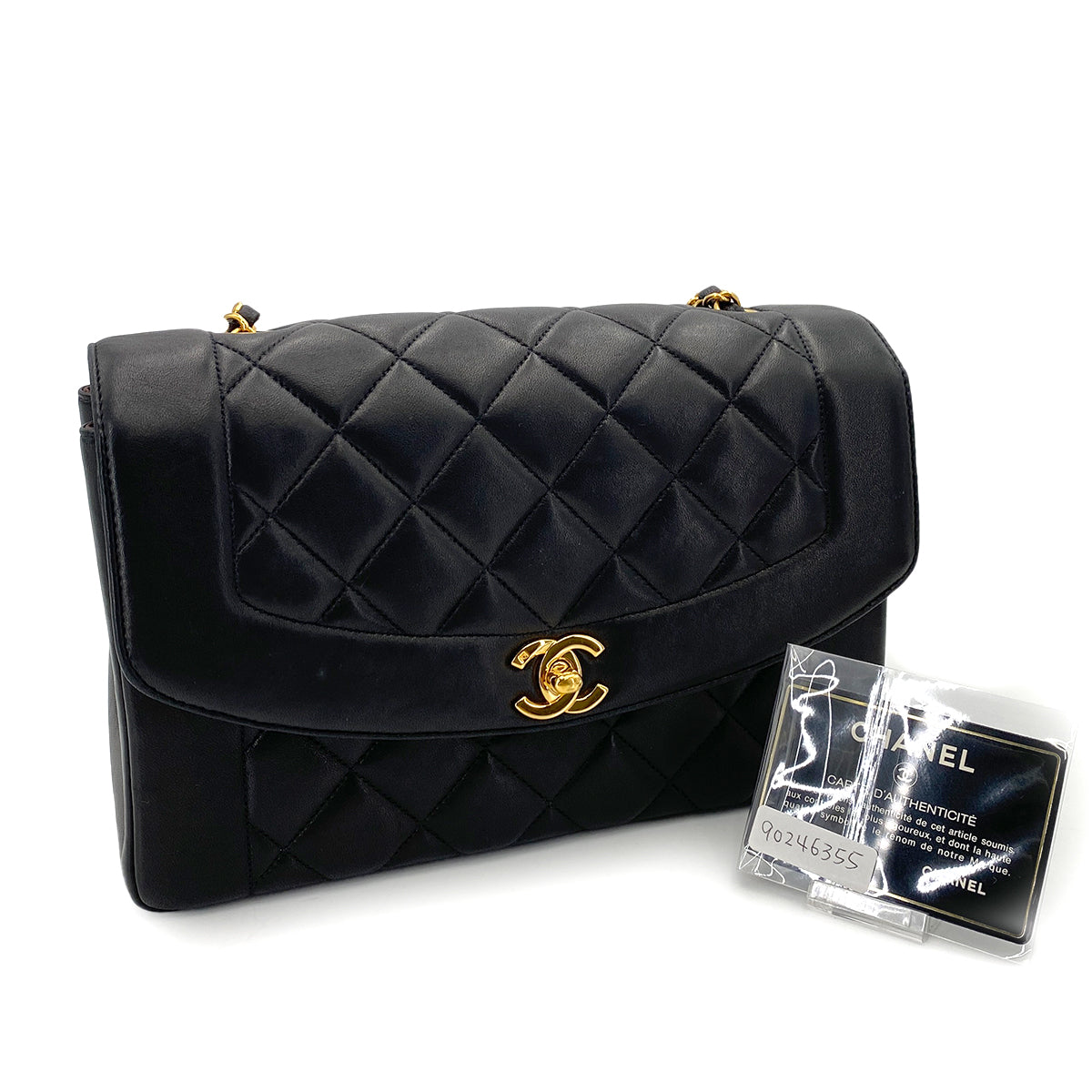 CHANEL VINTAGE MATELASSE CHAIN SHOULDER BAG BLACK LAMB SKIN 90246355