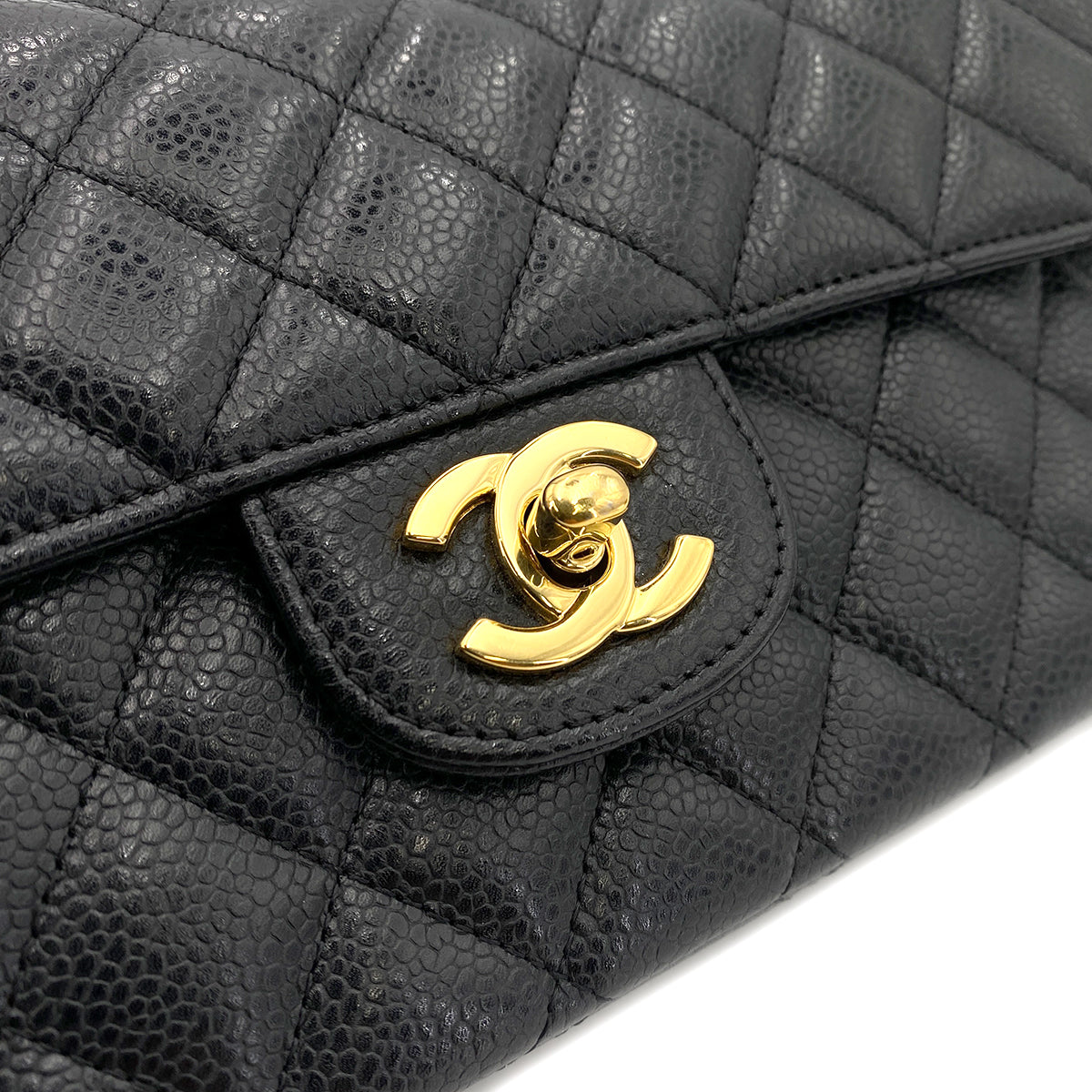 CHANEL MATELASSE CHAIN SHOULDER BAG BLACK CAVIAR SKIN 90246365