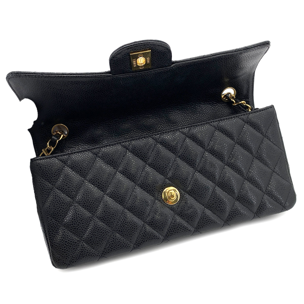 CHANEL MATELASSE CHAIN SHOULDER BAG BLACK CAVIAR SKIN 90246365