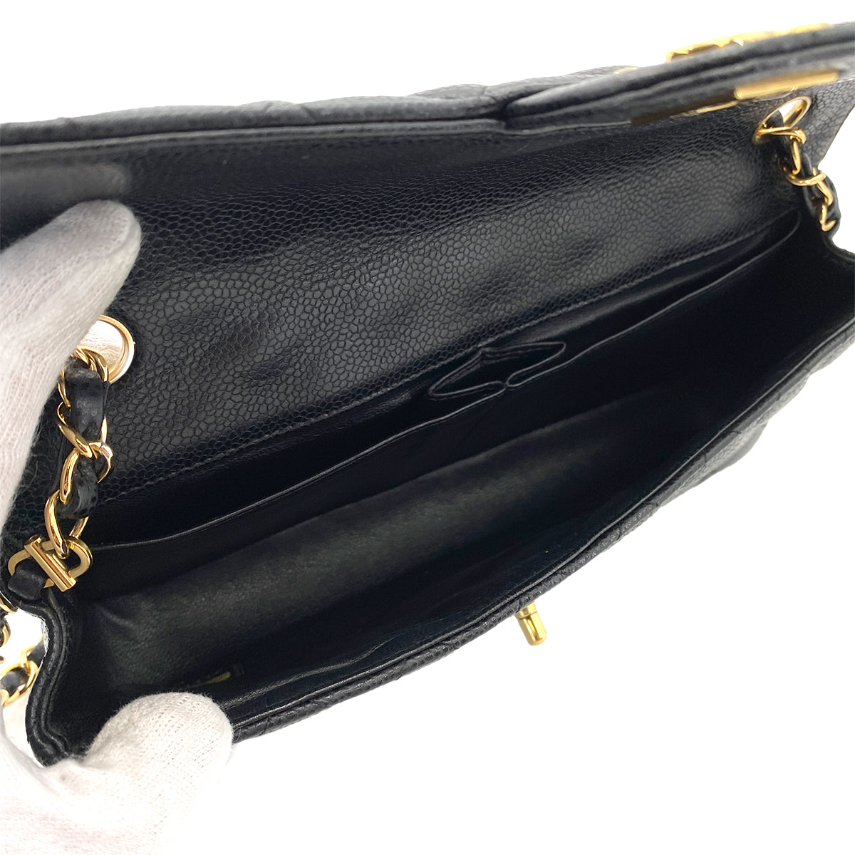 CHANEL MATELASSE CHAIN SHOULDER BAG BLACK CAVIAR SKIN 90246365
