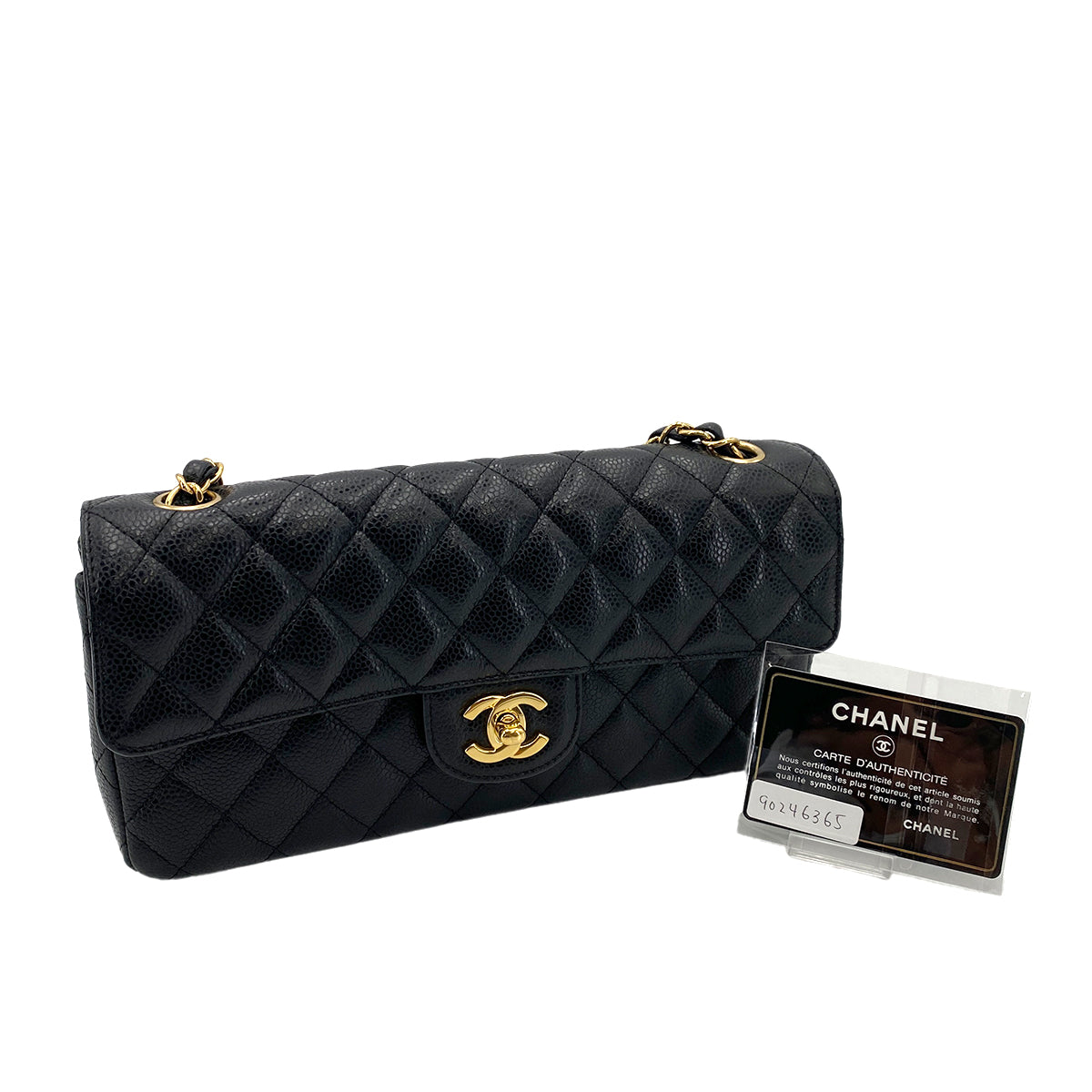 CHANEL MATELASSE CHAIN SHOULDER BAG BLACK CAVIAR SKIN 90246365