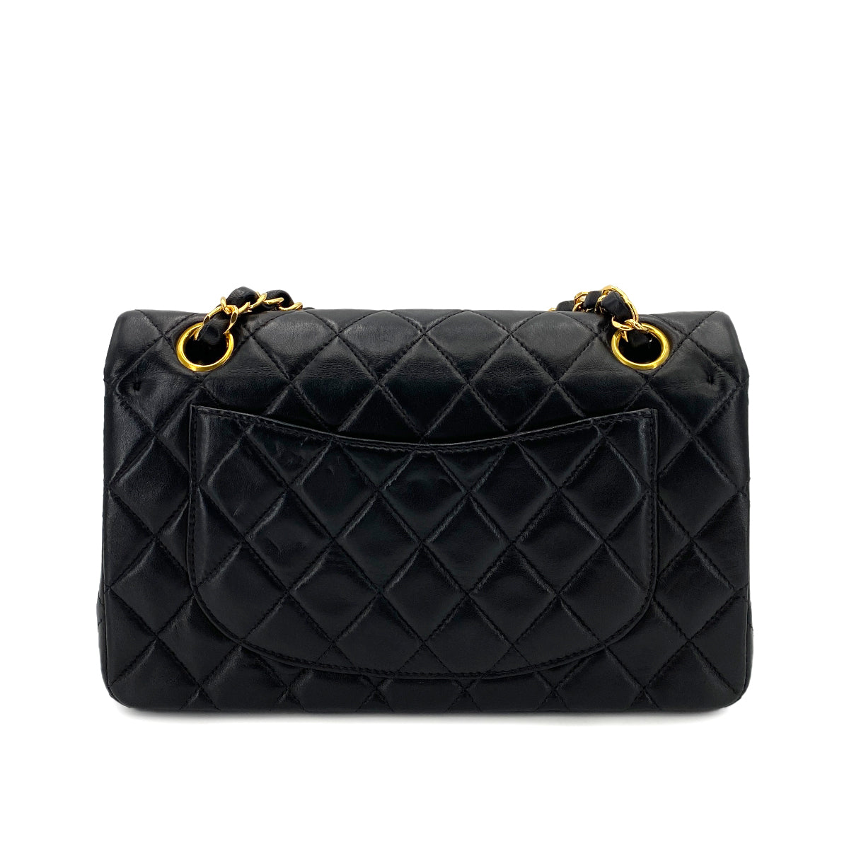 CHANEL VINTAGE CLASSIC FLAP SMALL CHAIN SHOULDER BAG BLACK LAMB SKIN 90246366