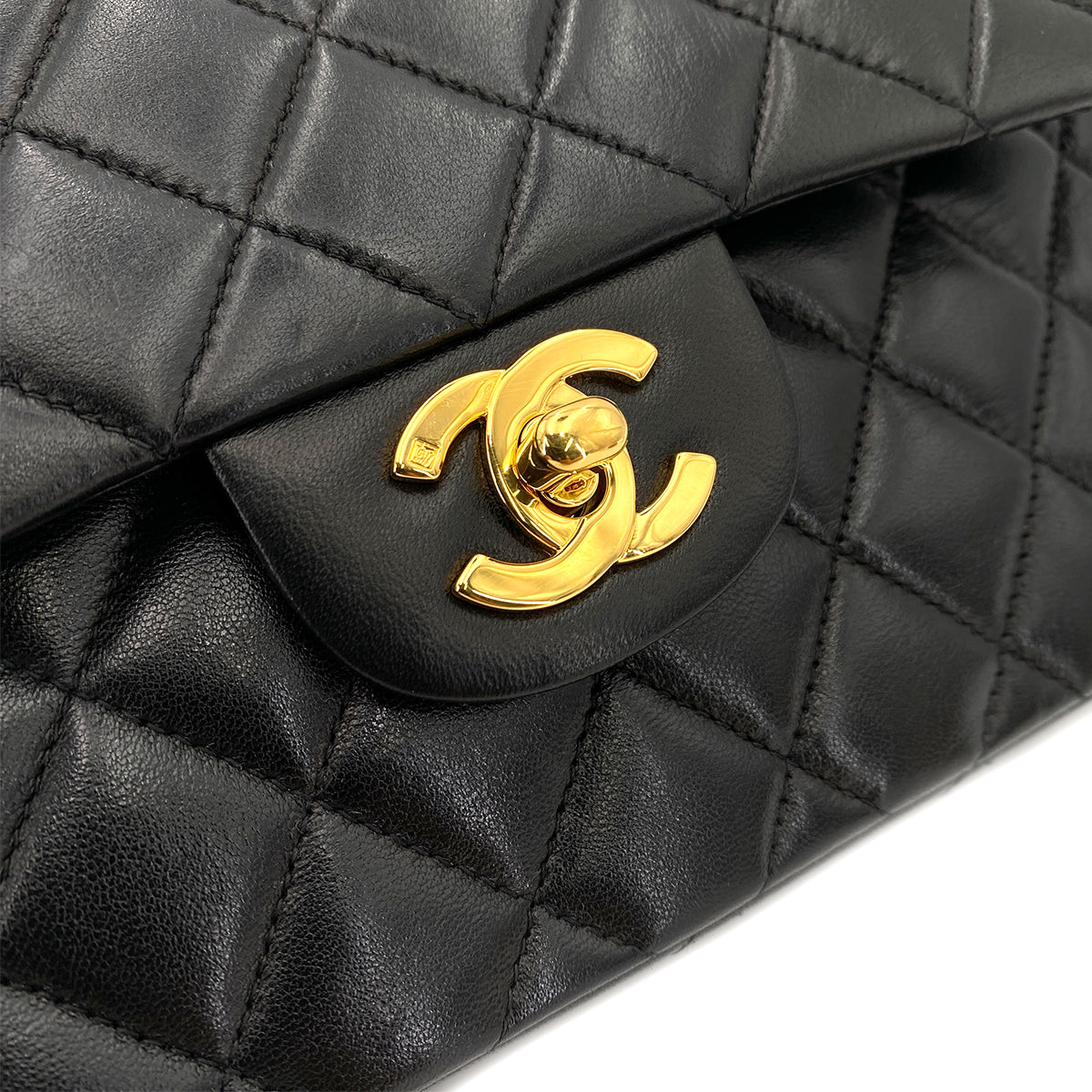 CHANEL VINTAGE CLASSIC FLAP SMALL CHAIN SHOULDER BAG BLACK LAMB SKIN 90246366