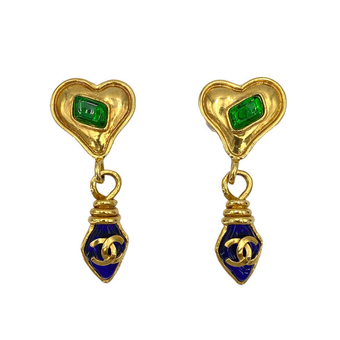 CHANEL VINTAGE EARRINGS GRIPORE COCOMARK COLOR STONE ACCESSORY 95P 90246368 - PURPOSE